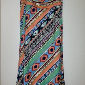 Ladies "Sunny Leigh" Aztec Print Maxi Skirt (L)